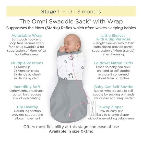 Amazing Baby 6-way Omni Swaddle Sack with Wrap - Small, 0-3 Months * Baby101 - Picture 6 of 6